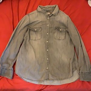 Gray, jean-like, button up blouse